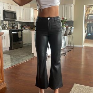 Black shiny fabric that resembles leather